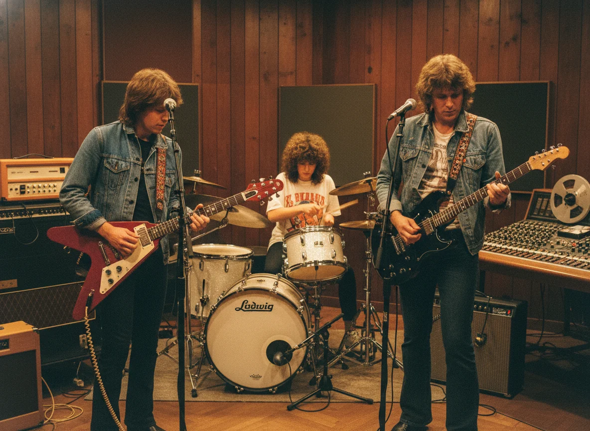 80s band recording in vintage studio