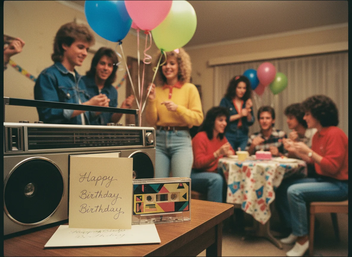 80s birthday party with cassette mixtape gift